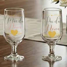 Jogo 2 Taças Personalizada Pai Mãe da Noiva Mãe do Noivo Presente Casamento Madrinha Padrinho