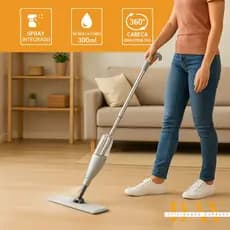 Mop Spray Rodo Mágico Inox com Reservatório 350ml e Refil Microfibra