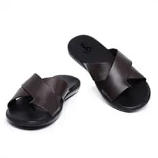 Chinelo Masculino de Couro, Sandalia Masculina Solado Borracha, Sliders Masculino