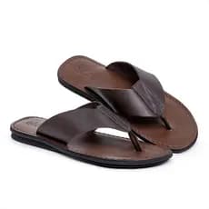 Chinelo De Couro Casual Masculino , Chinello Solado Borracha Anti--Derrapante