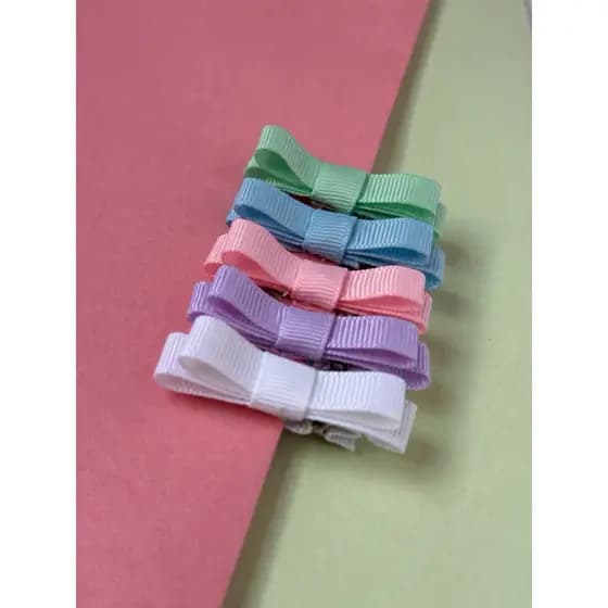 Kit 5 Laço de Bebê Menina Mini Presilha Antideslizante ,bico de pato -RN,infantil- Totalmente Forrada/mini laço bebê