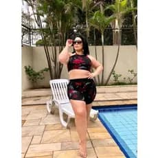 CONJUNTO 3 PEÇAS BIQUÍNI COM FORRO + SHORT SAIDA DE PRAIA (veste 36 ao 56)
