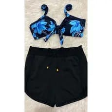 CONJUNTO 2 PEÇAS (CROPPED BOJO LAÇO + SHORT PRETO LISO) M AO G2 (36 AO 56)