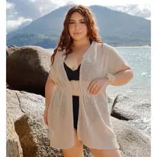 SAÍDA DE PRAIA PLUS SIZE ABERTA COLETE 46 AO 56 VERÃO PRAIA