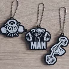 Kit 3 Chaveiro Academia Crossfit Musculação Gym Time Strong Man Halteres Fitness Brinde Treino Presente gim Motivação