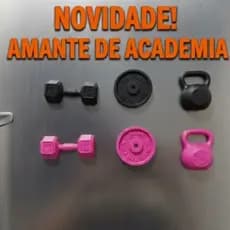 Kit Ímã de Geladeira Academia 9 Peças – Halter, Kettlebell e Anilha | Decoração Fitness Kit Magnético Fitness Box Gim