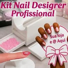 Kit Nail Designer 3 em 1 Apoio de Dedo + Nailfie Personalizado + Coletor de Glitter para Unhas Decoração Nail Manicure