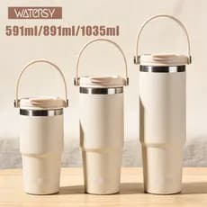 WATERSY Copo Térmico Garrafa Térmica inox 591ml 891ml 1035ml Dupla garrafa para fitness, ao ar livre, escola com Canudo