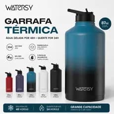 Watersy Garrafa Térmica 87oz/2,57L Inox 304 com Canudo Anti Vazamento para Esporte Viagem Camping