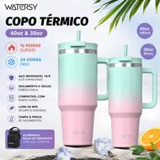 Watersy Copo Térmico 40oz 1182ml/891ml com Canudo e Alça Inox 304 Antivazamento para Carro