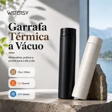 Watersy Garrafa Térmica 17oz/510ml a Vácuo Inox 304 Antivazamento Portátil para Café, Chá e Água