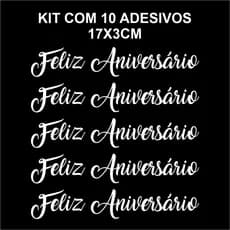 Kit 10 Adesivos Feliz Aniversário para bubble de 10 ´polegadas ou foil ou metalizado para bandeja de mdf ou papel