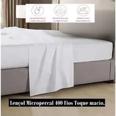 Lençol Solteiro Micropercal Com Bainha De Cima 400 Fios Macio Toque Aveludado Superior Hotel