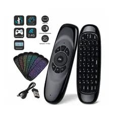Mini Controle sem fio com Teclado Air Mouse S/fio ''2.4 GHZ'' Wireles Com Luz Led Universal USB Smart Tv