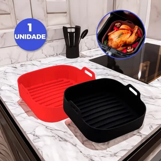 Forma de Silicone AirFryer Fritadeira Quadrada Redonda