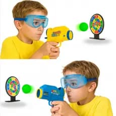 Brinquedo Lançador de Bolinhas Máquina Pistola Infantil com Alvo e Óculos Proteção