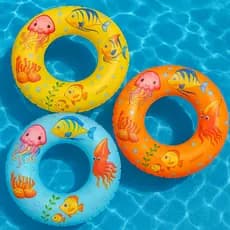 Boia Circular Infantil 64cm Inflável Ideal 6 anos Redonda Piscina Praia Decorada Peixes