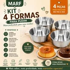 🍰 Kit 4 Formas de Alumínio Nº18 MARF – Assadeiras Resistentes para Bolo, Pudim e Tortas, Uso Profissional e Doméstico.