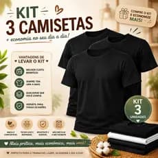 OFERTA TRÊS Camisetas Básica Masculina Anti-Pilling Malha Fria Premium | Não Amassa | Conforto e Durabilidade - Envio