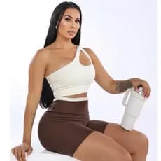 Conjunto Fitness Feminino Bicolor Short Top GOTA Bojo Removível Academia Roupa De Malhar