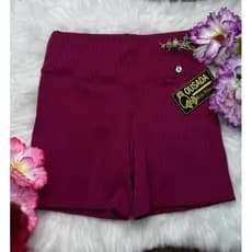 Shorts Meia Coxa Fitness Canelado Zero Transparencia Poliamida Academia cintura Alta