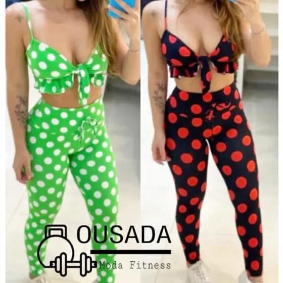 Conjunto de Treino FITNESS Calça leg  LEGGING e Top Amarração POA Poliamida