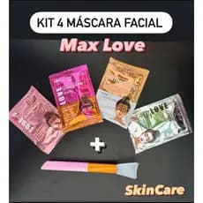 KIT Com 4 unidades Máscara Facial Peel Off Max Love 8g + Pincel Skin Care - Tratamento Facial
