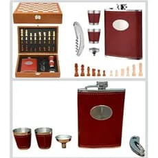 Kit Xadrez Luxo Com Cantil De Bolso Maleta De Madeira Presente Criativo Pai Namorado Jogos De Tabuleiro Completo 32 Peça