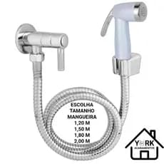 Ducha Higiênica COMPLETA Mangueira + Registro + Chuveirinho Branco Cromado ou Preto ESCOLHA TAMANHO
