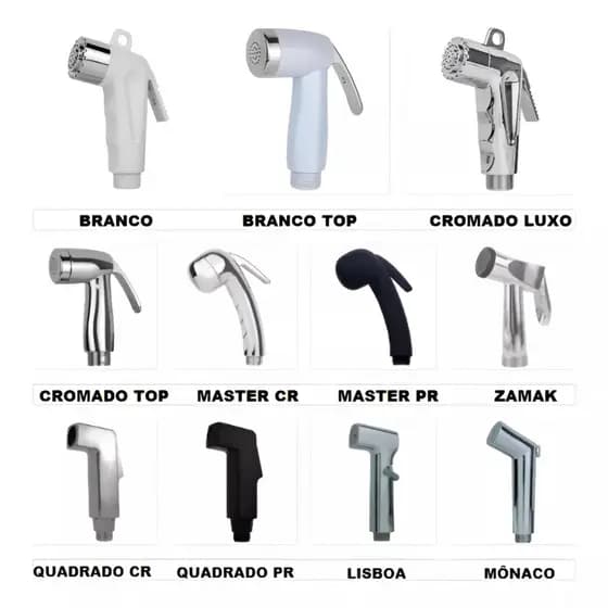 Gatilho Para Ducha Higiênica Chuveirinho LUXO TOP ABS BRANCO CROMADO OU PRETO FOSCO (ESCOLHA MODELO)