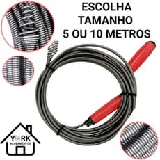 Desentupidor Manual 5 metros ou 10 metros Mola de Aço Ralo Pia Banheiro Cozinha Quintal Cano Calha