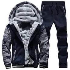 Jaqueta Masculina + Calça Esportiva De Lã Grossa Com Capuz Roupas Casuais Terno De Trilha Pele Quente Dentro Do Moletom
