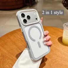Capa De Telefone Magnética Com Armadura De Silicone Rígido 2 Em 1 Para IPhone 17 16 15 14 13 12 Pro Max 17 Air Plus PROM
