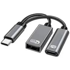 Adaptador de Cabo USB C OTG 2 em 1 Tipo C para USB3.1, PD Porta Carregador  Divisor Adaptador Para Celular
