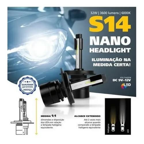 Kit Lâmpadas Automotivo Super Led Para Carro Modelo H8 H9 H11 H16 (19w)Shocklight S14 O Par