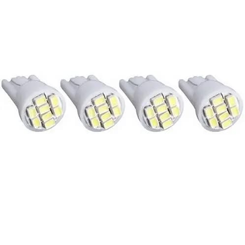 Kit 4 Lampadas Led T10 Pingo 8 Led Automotiva Luz Placa Farol Teto Porta Branco Frio 12v