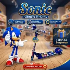 Patinete Infantil 3D Menino Azul S De Ferro Metal Dobrável Led Nas Rodas Buzina Até 35kg + Surpresa