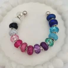 Berloque Separador Murano Varias Cores Rosa Azul Branco Preto