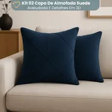 Kit 2 Unidades Capa Almofada Suede Drapeada Macia Decorativa 45x45 Par Aveludada Premium