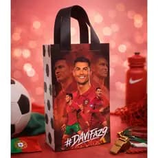 Sacola Personalizada Cristiano Ronaldo | Lembrancinha Futebol | Sacola Futebol | Festa Futebol