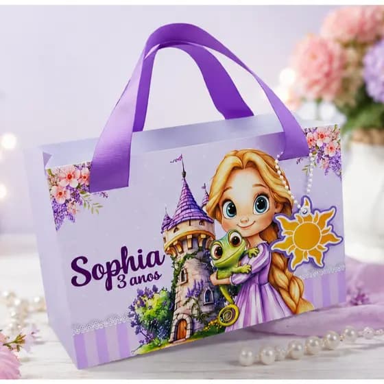 Sacola Personalizada Rapunzel | Lembrancinha Rapunzel | Festa Rapunzel | Rapunzel