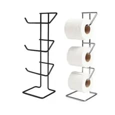 Suporte Porta Papel Higiênico Triplo 3 Rolos Banheiro Lavabo Aramado Preto Cromado
