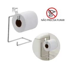 Suporte Porta Papel Higienico Duplo Aramado Para Caixa Acoplada Cromado Aço Preto Branco