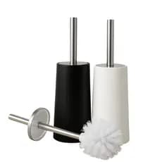 2 ou 1 Escovas Sanitárias Banheiro Limpeza Cabo Aço Inox Banheiro Suporte Preta e Inox