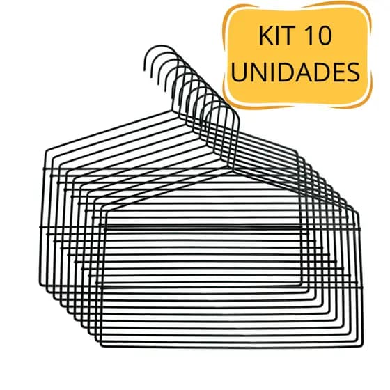 Cabides Para Calças Triplo Organizador Reforçado Aço Metal Cromado e Preto
