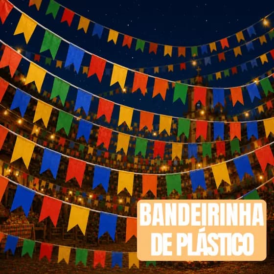 Kit de bandeiras coloridas de plástico para o Festival de Junho Festa Junina Decoração