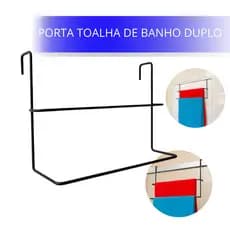 Porta Toalha Banho Banheiro Suporte Toalha Banho Lavabo Aramado Cromado Preto