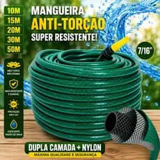 Mangueira Trançada Resistente e Flexível para Jardim 10m/15m/20m/30m/50 Metros