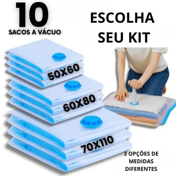 Kit 10 ou 5 Saco a Vácuo Grande Organizador Edredom Mala Roupa De Cama  50x60 60x80 70x110