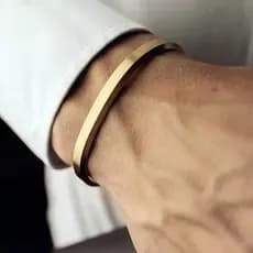 Pulseira Bracelete Liso Dourada Masculino Feminino